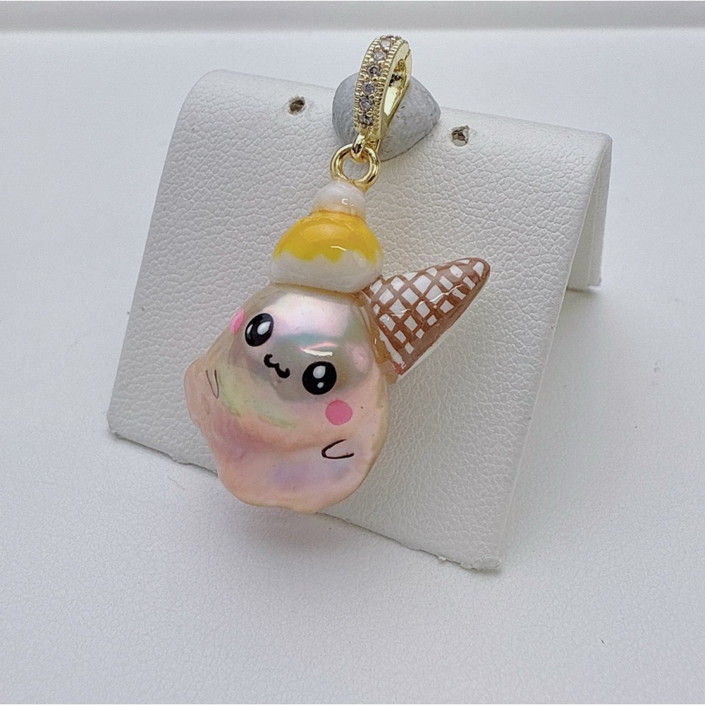 P93 Handmade Flame Ball Freshwater Baroque Pearl Cutes Detachable Pendant - Picture 3 of 5